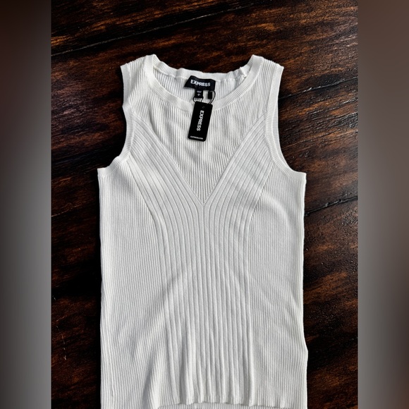 Express Ivory Ribbed Tank Top - Picture 1 of 5